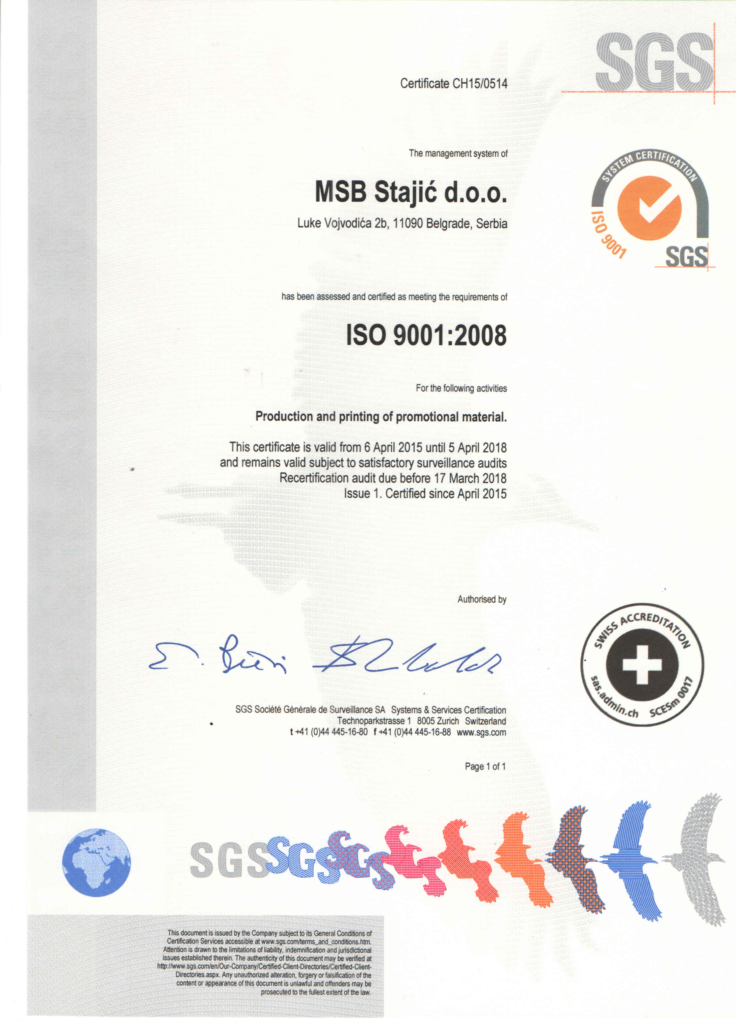 sertifikat sgs9000